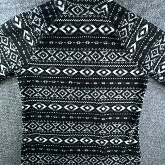 Eddie Bauer Women’s White Black Fair Isle Large Pullover 1/4 Zip Fleece Sweater - Picture 11 of 11